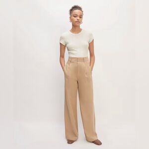 Everlane Draper Pleated Pant Buttersmooth Ash Brown Khaki Career Office 6 Petite